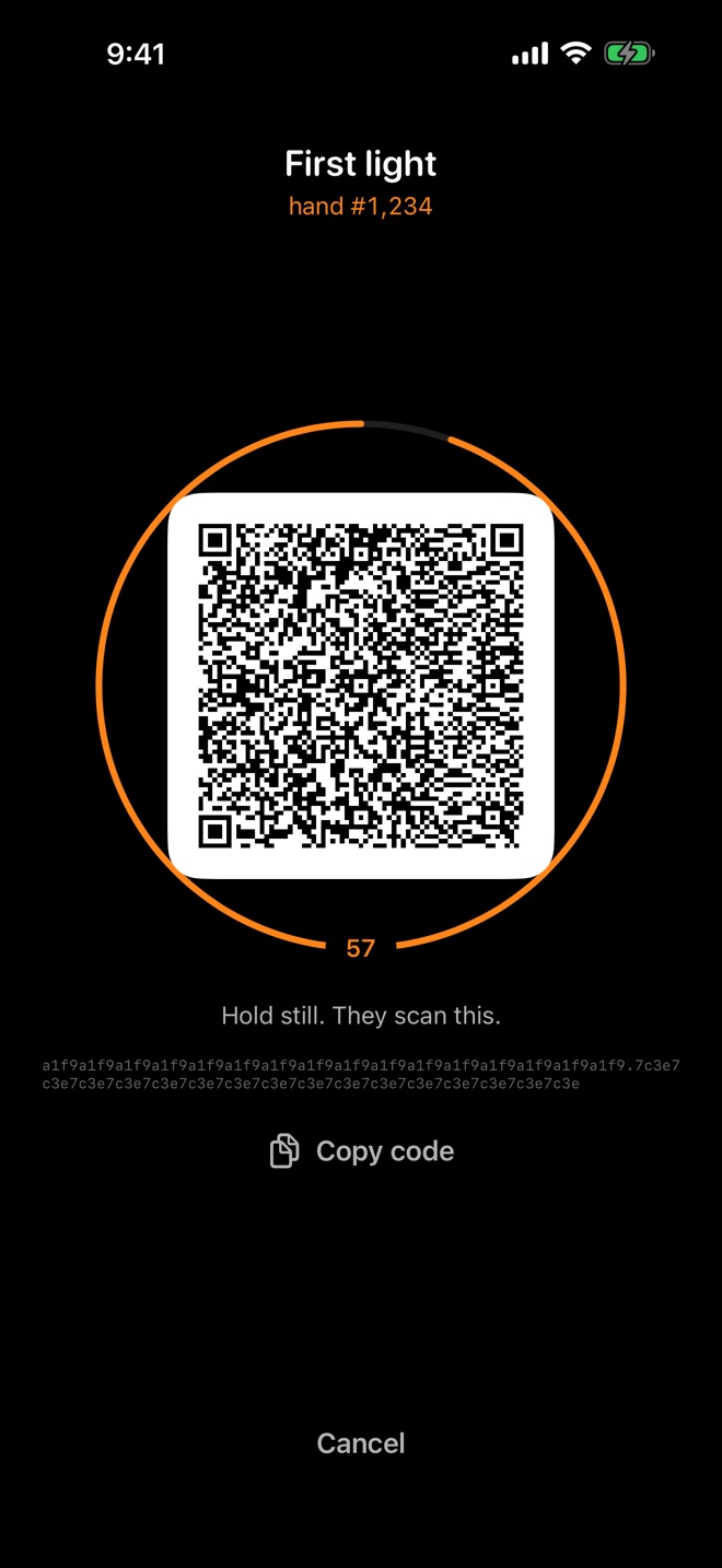 The pass code, ringed by a sixty-second timer